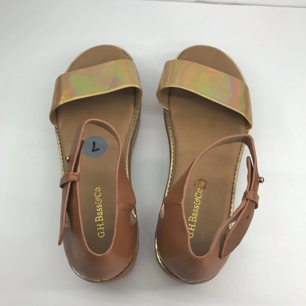 GH Bass & Co Women's Rivington Gold Whiskey Platform Sandals
